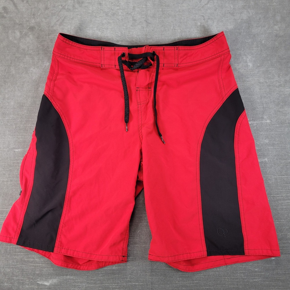 Ocean Pacific OP Mens Board Shorts Red Black OPFLEX 4-Way Stretch Size 32
